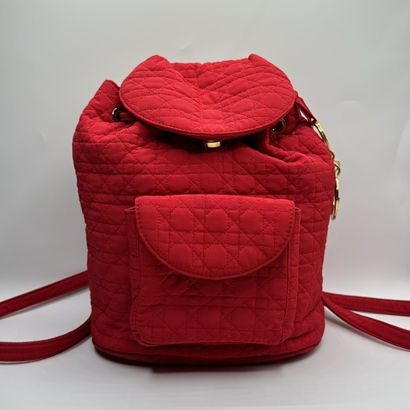 Christian Dior Red Cannage Nylon Mini Drawstring Backpack - Picture 8 of 9